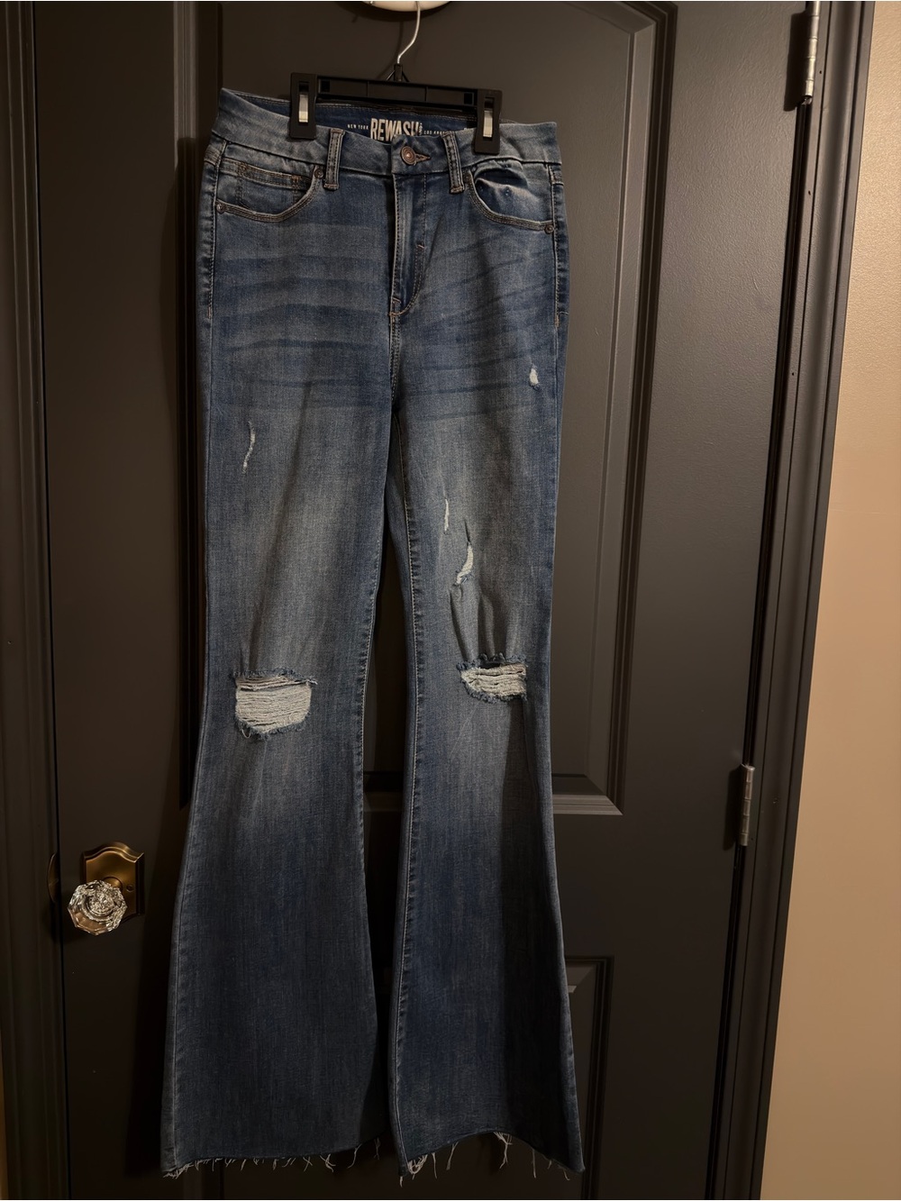 Rewash Distressed Dark Blue Flare Jeans